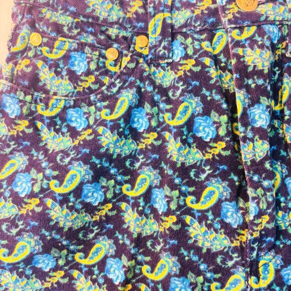 Versace Jeans Couture Designer Jeans Size 26 Paisley Floral Bright Colors - Picture 2 of 11
